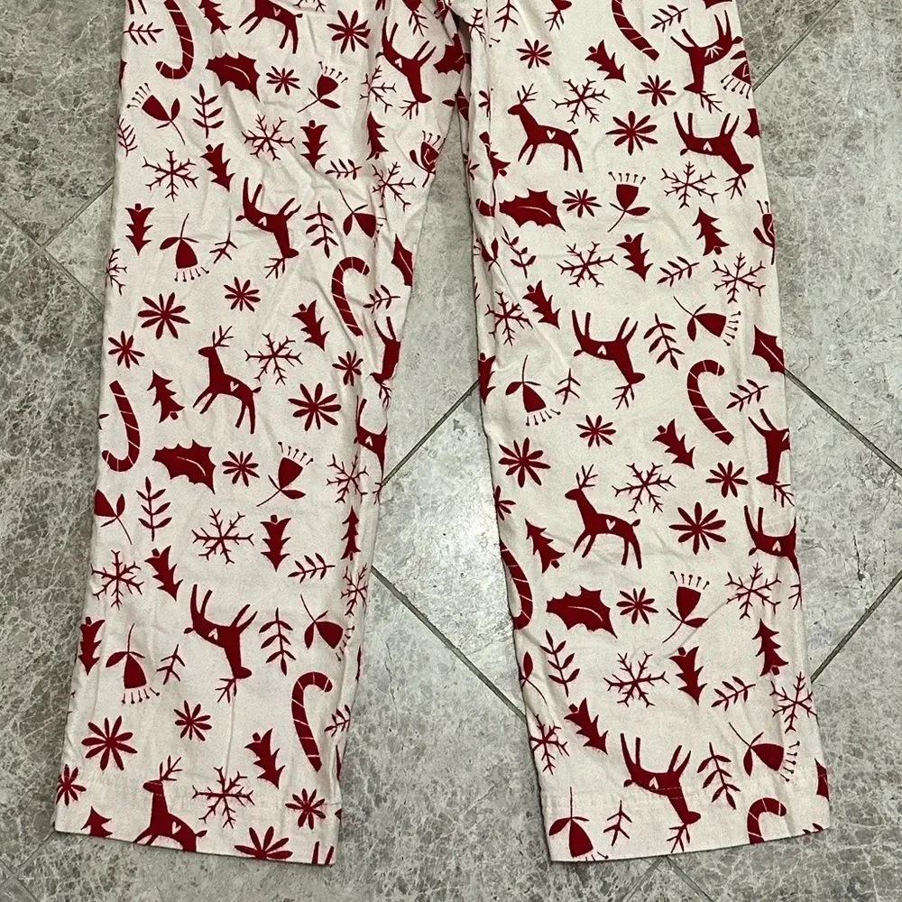 Hanna Andersson Christmas Nordic Flannel PJ Pajama Pants Red Cream XS
